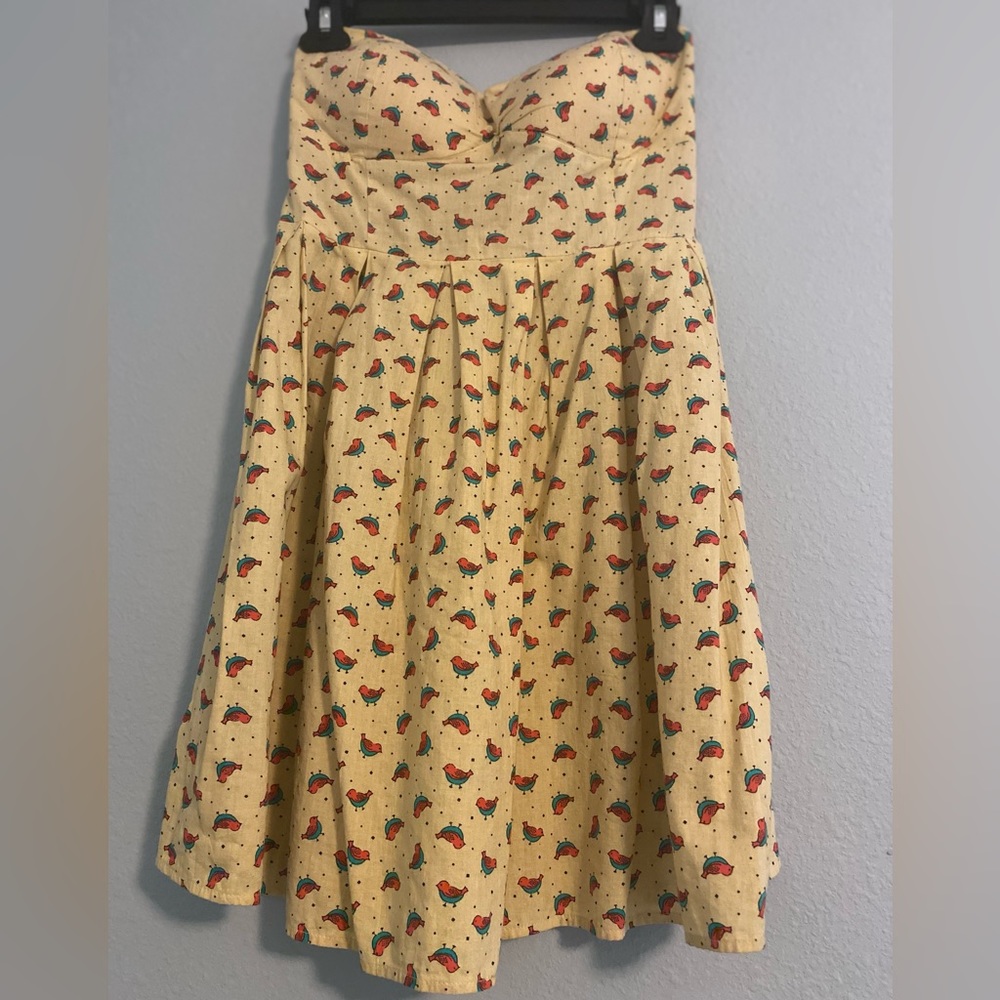 Vintage style bird print mini dress